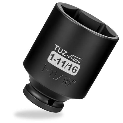 1/2 Inch Drive 1-11/16 Inch Deep SAE 6 Point CR-MO Impact Socket | Radius Corner Design,Square Chamfered Opening,Axle Nut Impact Grade Socket for Easy Removal - size: 1/2” Drive 1-11/16 Deep, style: 1/2" Drive Deep Socket