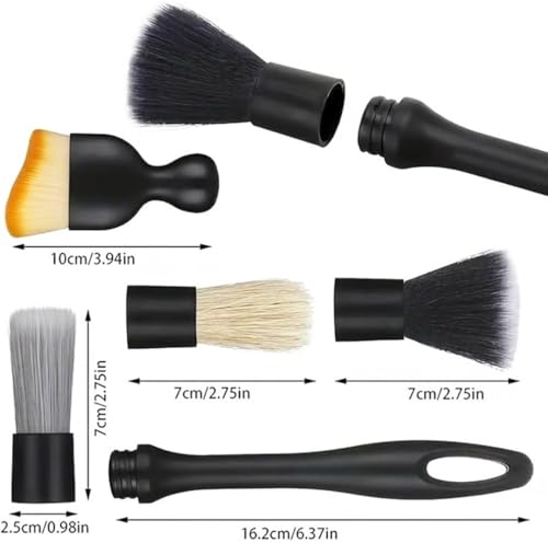 8PCS Car Detailing Brush Set，Soft Car Cleaning Brush，for Cleaning interiors Car Betailing Kit，Ventilation Opening、Console、Seat Seam - color: Black