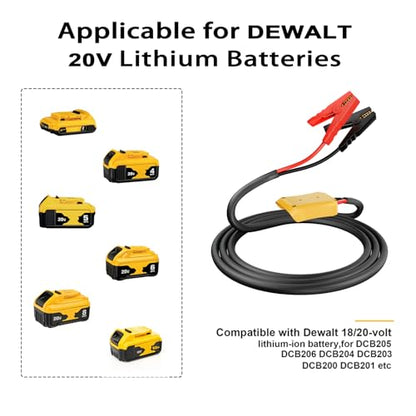 Jumper Cables with Adapter for Dewalt 20V Battery, 4.9FT 8AWG Portable Battery Dewalt Jumper Starter Automotive Booster Cables Power for Car Jump Starting Using Tool - size: 4.92FT