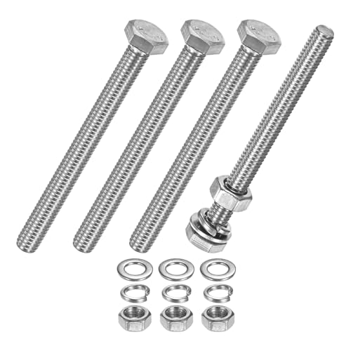M METERXITY 4-Pack Hex Head Screw Bolt with Nuts Flat & Lock Washers M6x65mm Stainless Steel Bolts and Nuts Kit Fully Threaded Metric Bolt Assortment for Equipment/Machinery - size: M6 x 65mm