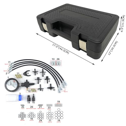 Automotive Common Rail Diesel High Pressure Tester Kit Fuel Pressure Gauge Tester Diesel Injector Tester Fuel Injection Pressure Detection Tool with Injector Pipe Blanks for Car 2000 Bar