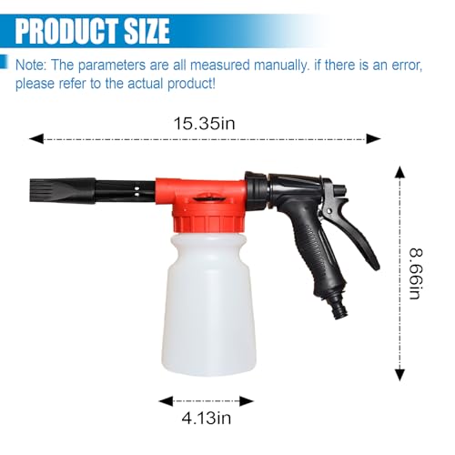 ZIMISI Car Wash Foam Gun, Foam Cannon for Hose, Professional Car Foam Sprayer with 6 Levels Foam Concentration, Spray Gun Cleaner, Connects to Any Garden Hose (Red) - color: Red