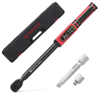 SUERCUP 1/2" Digital Torque Wrench, 2.2-147.5Ft.Lb/3-200N.m, ±1% Accuracy | Electronic Torque Wrench, Vibration, Buzzer, LED Flash,9 Presets & 5 Units for Engine/Suspension, Lug Nut, Car & Moto Repair - size: 1/2" 2.2-147.5Ft.Lb/3-200N.m