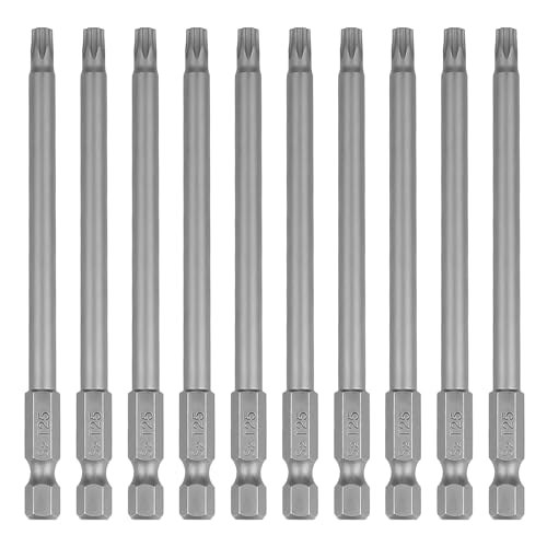 VESTTIO T25 Security Torx Bit Set, Tamper Proof Star Bits Set, Drill Bit Set, 10PCS, 1/4 inch Hex Shank, 4 Inch Length, S2 Alloy Steel, for Power Screwdriver Impact Driver, with Storage Case - size: T25/4 inch