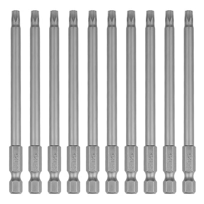 VESTTIO T25 Security Torx Bit Set, Tamper Proof Star Bits Set, Drill Bit Set, 10PCS, 1/4 inch Hex Shank, 4 Inch Length, S2 Alloy Steel, for Power Screwdriver Impact Driver, with Storage Case - size: T25/4 inch