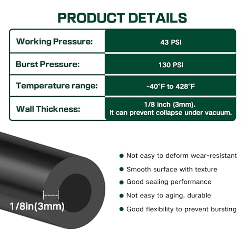 Silicone Vacuum Hose Kit, 5Ft 6PCS Vacuum Hose Automotive & 113PCS Vacuum Line Connectors, Multipurpose Vacuum Tubing for Variety Car Piping System, Max 130PSI, Automotive Replacement Vacuum Line Kit