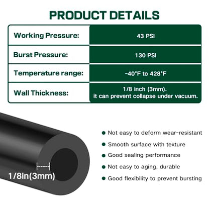 Silicone Vacuum Hose Kit, 5Ft 6PCS Vacuum Hose Automotive & 113PCS Vacuum Line Connectors, Multipurpose Vacuum Tubing for Variety Car Piping System, Max 130PSI, Automotive Replacement Vacuum Line Kit