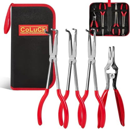 4Pcs 11" Hose Gripper Plier Hose Remover Set,5/16-Inch, 1/2-Inch, 3/4-Inch Dia, Offset Spark Plug Boot Removal Pliers Serrated Jaws for Cannon Plug Removal Tool Hard to Reach Narrow Spaces - size: 4-Piece Set