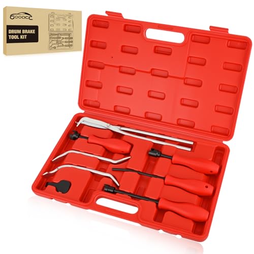GOOACC 8PCS Drum Brake Tool Kit, Brake Tool Set with Drum Brake Spring Tool Installer, Remover, Compressor, Retainer, Pliers and Adjustment Spoons Set Brake Tools for Automotive Installer Remover Red - color: 8pc Brake Tool Red