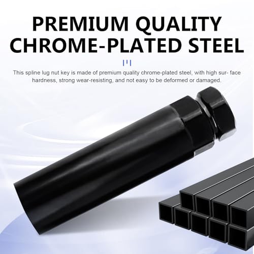 1 PC 6 Spline Lug Nut Socket, Fuel Rim Lug Nut Lock Removal Tool, Anti-theft Steel Wheel Lock Hex Socket Wrench, for 21 mm (13/16 Inch) & 22 mm (7/8 Inch) Hex Socket Wrench (Black)