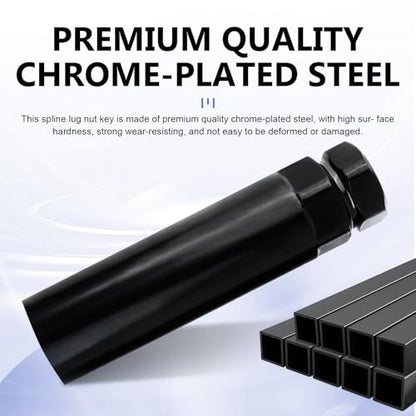 1 PC 6 Spline Lug Nut Socket, Fuel Rim Lug Nut Lock Removal Tool, Anti-theft Steel Wheel Lock Hex Socket Wrench, for 21 mm (13/16 Inch) & 22 mm (7/8 Inch) Hex Socket Wrench (Black)