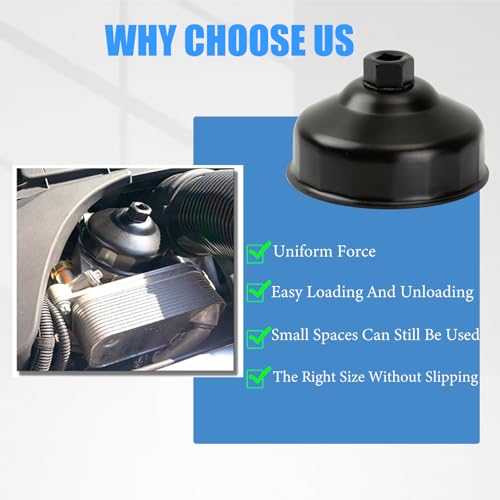 86mm 16 Flutes Oil Filter Wrench | Replacement for BMW and Volvo, Oil Filter Cap Removal Tool to Change Oil, Oil Filter Socket Wrench Kit