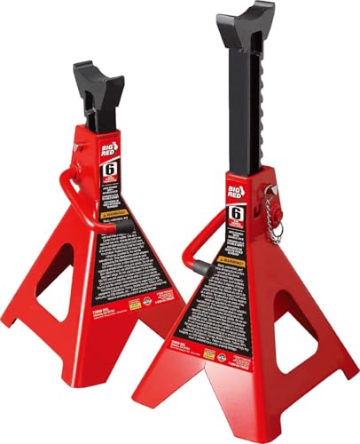 Big RED 6 Ton Jack Stands with Double Locking, 15.3-23.8 Inch Adjustable Height for Lifting Cars, SUV, Van, 12000 lb Capacity, 1 Pair - size: 6 ton double locking