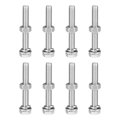 uxcell M6 x 45mm Hex Head Screws Bolts, Nuts, Flat & Lock Washers Kits, 304 Stainless Steel Fully Thread Hexagon Bolts 8 Sets - size: M6 x 45mm