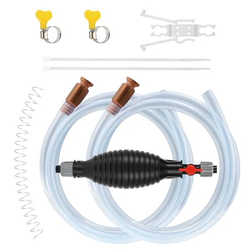 6FT Siphon Components Kit, Portable Manual Oil Sucker Pump, with Hose, Hose Retainer Clip, Copper Jiggler, Zip Ties, Shut-off Valve & Spring for Efficient Liquid Transfer - size: 6ft kit