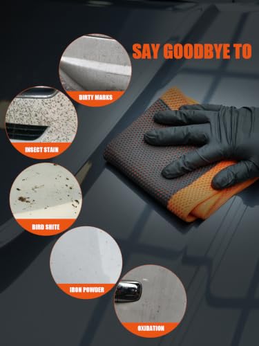 SPTA Professional Detail Products - Clay Decontamination Towel - Effective Cleaning & Release of Paint Contaminants; Fine Grade Microfiber Car Towel; Enhance Gloss & Depth of Color -12" x 12" -CB308 - color: Orange