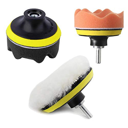 8 Piece Polishing Sponge Wheel Set 3" Buffing Pads Kit, 3" Foam Polish Pads for Car Polishing (6 Polishing Pads and 1 Thread Drill Adapter)