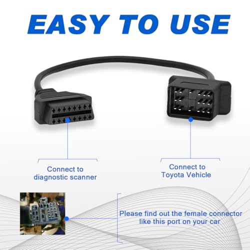 OBDII Adapter Fit for Toyota 17 Pin OBD1 to 16 Pin OBD2 Diagnostic Cable, Compatible with Toyota Vehicles 17pin Connector,Work with ELM327 OBD2 Diagnostic Scan Tool and Code Reader - style: Fit for toyota-17pin(Square)