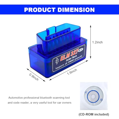 ELM327 OBDII Car Auto Diagnostic Scanner, Professional Wireless Bluetooth Scan Tool Failure Detector, OBD2 Engine Fault Code Reader for Android Windows, Car Accessories - color: 1 PCS