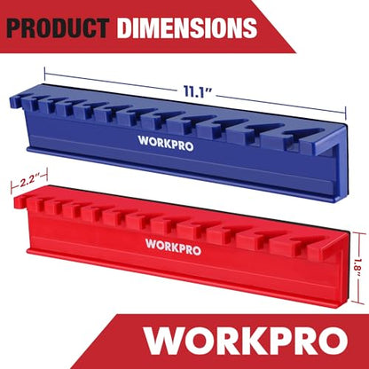 WORKPRO 2-Piece Magnetic Wrench Organizer, 24 Slots Wrench Holder | Fits SAE (5/16" to 3/4") and Metric (9 mm to 20 mm), Premium Quality Wrench Rack Set to Keep Wrenches Organized - style: Wall mount wrench organizer(2PC)