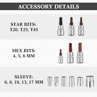 26 Pcs Motocross Tool Kit Include Combination Wrench, Hexagonal Bit, Bits, Sleeve, Screwdriver, Drive T-handle Driver, Drive Adapter, Needle-nose Pliers, Cable Ties (Classic Style)