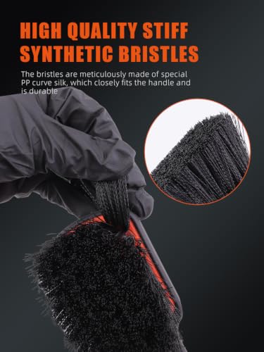SPTA Tire Brush, Carpet Cleaning Brush, 2Pcs Wheel Brush, Carpet Cleaning Brush,Stiff Synthetic Bristles, Ergonomic Design Handle, Scrub Brush for Floor Mats,Car Wheel Hub Cleaning,Car Interior, Home - color: Tire Brush
