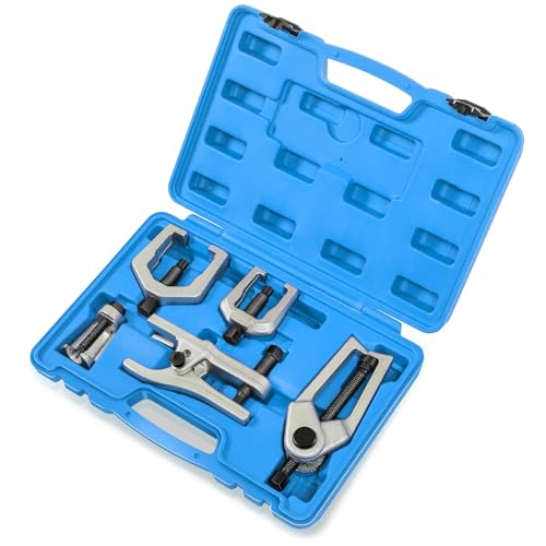 Auto Dynasty [5PC] Universal Repair Kit with Joint Separator Kit Tie Rod Ball Joint Romover Pitman Arm Puller Tie Rod End Puller, Blue Storage Case - color: Blue