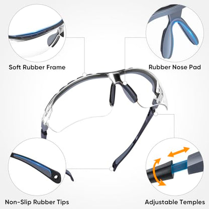 TICONN Anti-Fog Safety Glasses for Men and Women, ANSI Z87.1 Scratch Proof Eye Goggles with Adjustable Arms and UV Protection - style: 10 Pack/Clear