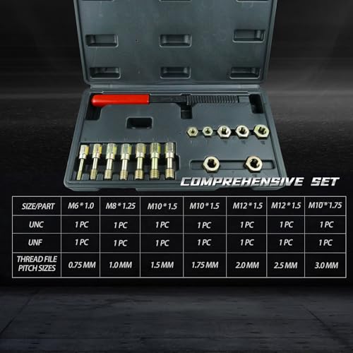 15 PCS Metric Thread Chaser & Restorer Tool Set | M6-M12 Rethreading Repair Kit for Automotive Fastener Maintenance - size: 15 Pcs