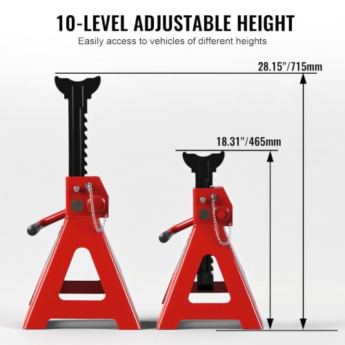 Big RED 12 Ton Jack Stands with Lock Adjustable Height to 28.15'',Heavy-Duty Car Jack Stands Fit for Cars, SUVs, and Most Automobiles, Red, 2 Pack - style: 12 ton jack stands