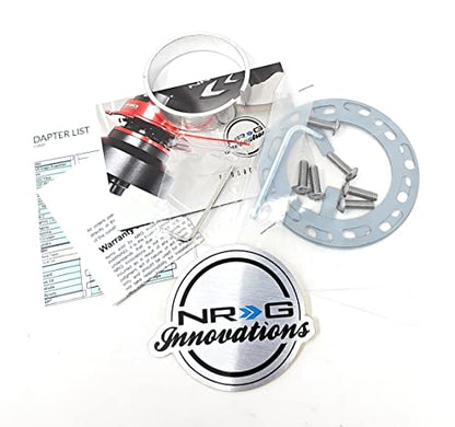 NRG (SRK-200) Silver Body/Silver Carbon Ring GEN 2.0 Racing Performance Steering Wheel Quick Release Adapter Fit 2-Way 6-Hole Pattern Design - color: Silver Body / Silver Carbon Ring
