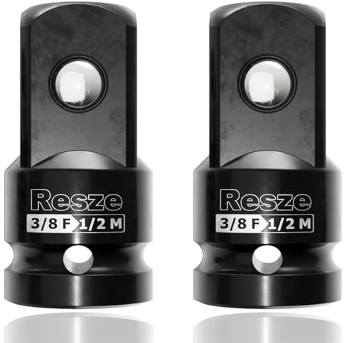 Resze 2PCS Impact Socket Adapter and Reducer Set | 3/8"to 1/2" Drive Socket Adapter Set, Square Adapter Breaker Bar Wrench Conversion Kit Mechanic tools - size: 3/8"to 1/2"