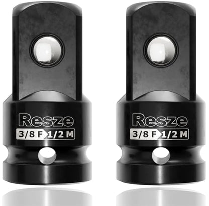 Resze 2PCS Impact Socket Adapter and Reducer Set | 3/8"to 1/2" Drive Socket Adapter Set, Square Adapter Breaker Bar Wrench Conversion Kit Mechanic tools - size: 3/8"to 1/2"