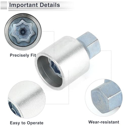 Vehicle Wheel Lock Lugnut with Bolt Kit for Audi A4L A5 A6L Q2L Q3 Q5 Q7 A8 Type x Anti-Theft Screw Nut Removal Key Socket 1 Set