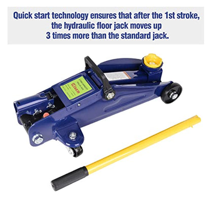 AAIN 2-Ton Hydraulic Floor Jack, 4,000 lb Capacity | Low-Profile Service Jack| Hydraulic Trolley Design| Home Garage & Repair Shop Use| Blue - color: Blue, style: 2 ton