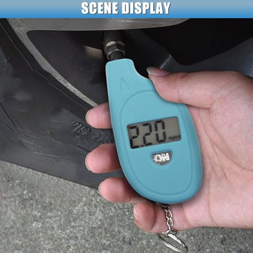 Digital Tire Pressure Gauge, 5-150PSI 4 Unit Settings Car Tire Pressure Monitor with Keychain & LCD Display, High Accuracy Auto Digital Tires Gauge for Car, Truck, Motorcycle (Blue) - color: Blue
