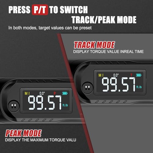 VANPO 3/8 Drive Digital Angle Torque Wrench 5-99.6 Ft.lb, ±2% Accuracy | 6.8-135 Nm Electronic Torque Wrench, Buzzer LED Vibration Alarm, Perfect Tools for Car, Motorcycle & Engine Repair - size: 5-99.5 ft.lb/6.8-135 N.m (3/8-Inch)