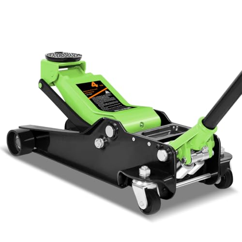 DNA Motoring Low Profile Hydraulic Trolley Service/Floor Jack, 4 Ton (8000 lbs) Capacity, Lifting Range 4.5"-20", Green, TOOLS-00307-GR - color: Green, style: 4 ton