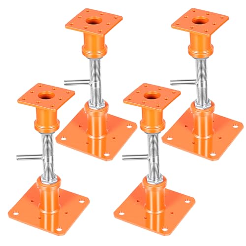 4PCS House Jacks for Leveling Crawlspace 5''-8''Adjustable Floor Support | for Stabilizing Stairs, Decks, Crawlspaces, Uneven Floors,10000 lbs Load Capacity Orange - size: 5''-8''