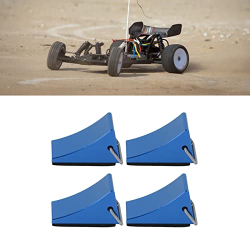 4PCS RC Model Car Wheel Chock, Aluminum Alloy RC Wheel Chock with Anti - Slip Bottom, Durable Tire Stopper for Gen8 Axial SCX10 and Universal RC Cars (Blue) - color: Blue