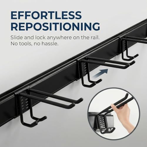 Aking Ace 96-Inch Heavy Duty Wall Mount Garden Tool Organizer for Garage | Adjustable hangers perfect for shovels, rakes, and Garage Tools, Heavy-duty rack holds 700lbs. Ideal for shed organization - size: 96inch