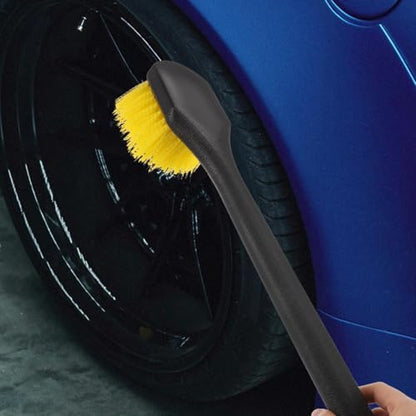 Long Handle Car Tire Brush with Heavy Duty Stiff Bristles for Wheel and Rim Cleaning Ergonomic Grip Car Wash Detailing Tool