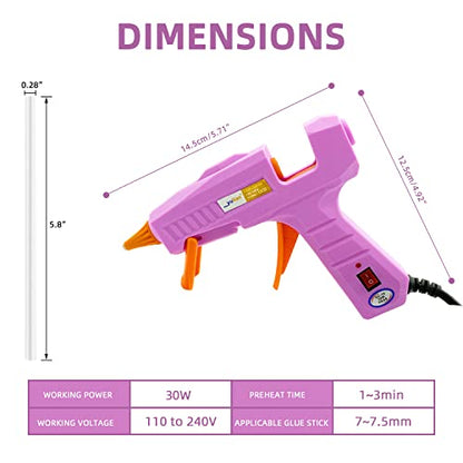 Liumai Hot Glue Gun Kit with 30pcs Glue Sticks, Mini Hot Melt Glue Gun with Carrying Case for Crafts, School DIY Arts, and Home Repair (30Watts, Pink) - size: Small
