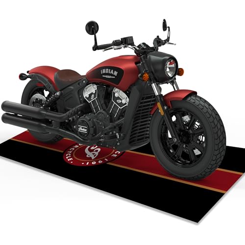 Motorcycle Mat for Garage 79x31 Inches Pit Garage Floor Mat Oil Absorbent Pad PVC Rubber Backing Layer Protects Floor from Spills, Drips, Splashes and Stains Washable - Indian Motorcycle - color: Style 14