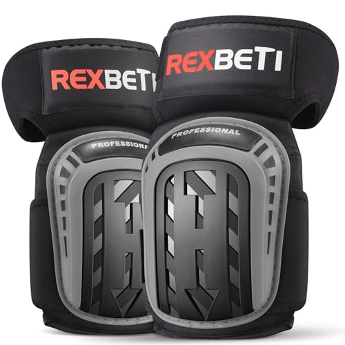 REXBETI Knee Pads for Work, Construction Knee Pads for Men, Heavy Duty Comfortable Anti-slip Foam Gel for Gardening Flooring and Cleaning, Strong Stretchable Straps, Gray - color: Gray, size: Original