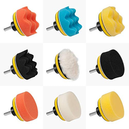 3 Inch Buffing and Polishing Pads Kit 11PCS Buffing Pads with Drill Adapter Foam Polisher Pad for Car Waxing - size: 3Inch-11PCS
