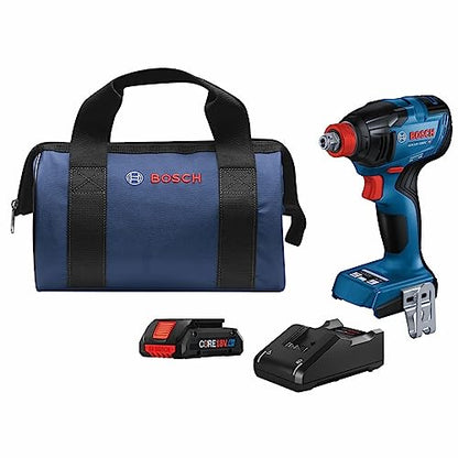 BOSCH GDX18V-1860CB15 18V Connected-Ready Two-In-One 1/4 In. and 1/2 In. Bit/Socket Impact Driver/Wrench Kit with (1) CORE18V 4 Ah Advanced Power Battery - style: w/ 18V 4 Ah Battery