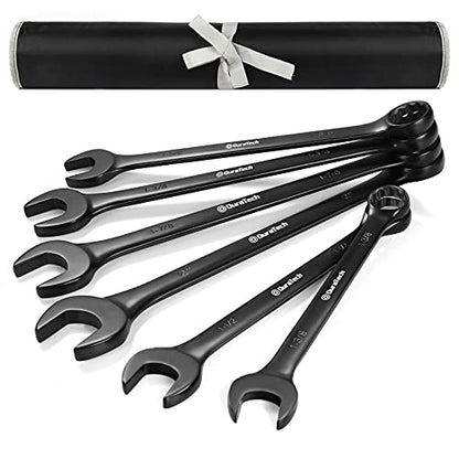 DURATECH Jumbo Combination Wrench Set, SAE, CR-V Steel | Black Electrocoat，1-3/8", 1-1/2", 1-5/8", 1-3/4", 1-7/8", 2" wrench， with Pouch - size: SAE