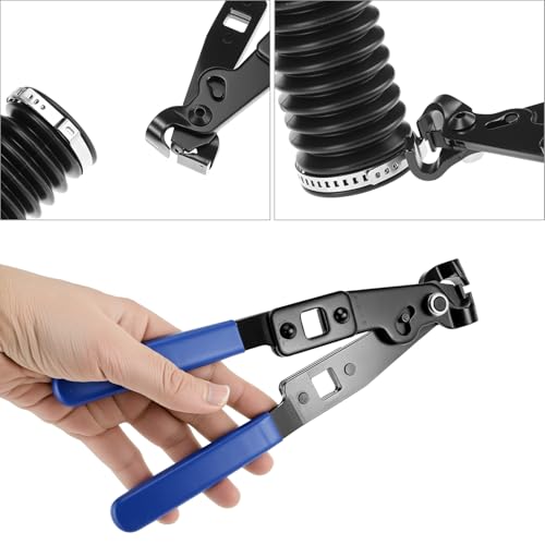 QWORK CV Axle Boot Clamp Pliers with 1/2 Inch Torque Wrench, Ear Type Clamp Crimping and Removal Tool, Heavy Duty Carbon Steel CV Joint Boot Banding Tool