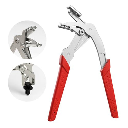 Car Clip Pliers, Spring-Loaded Auto Fastener Remover, Four-Point Support 17-4 Stainless Steel Damage-Free Door Panel & Interior Exterior Trim Removal Tool for Plastic Fasteners